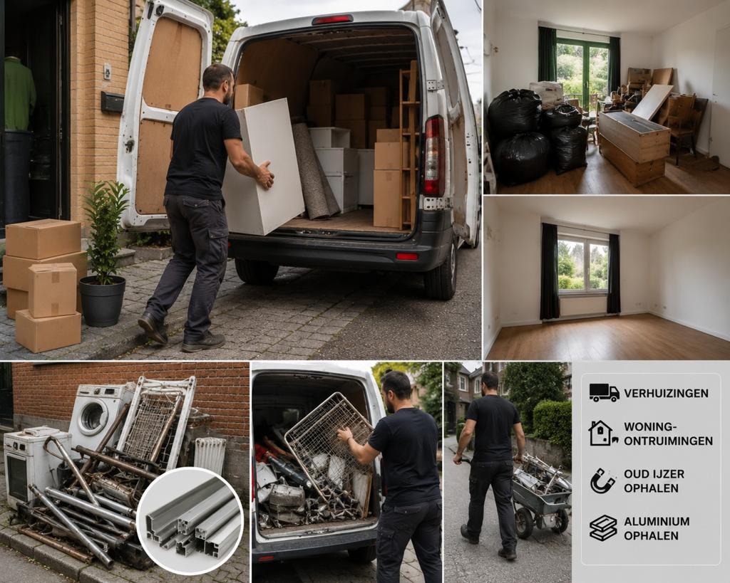 Verhuizing,ontruiming en oud ijzer een alluminium ophalling
