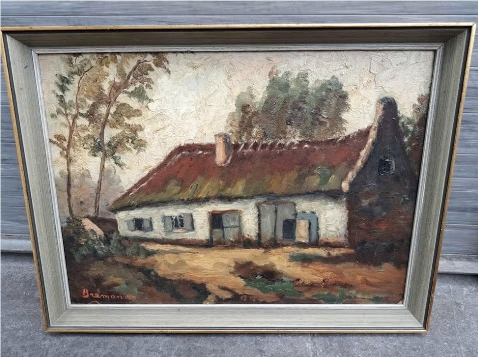 Huile sur panneau maison signe josine breman, Enlèvement ou Envoi, Panneau