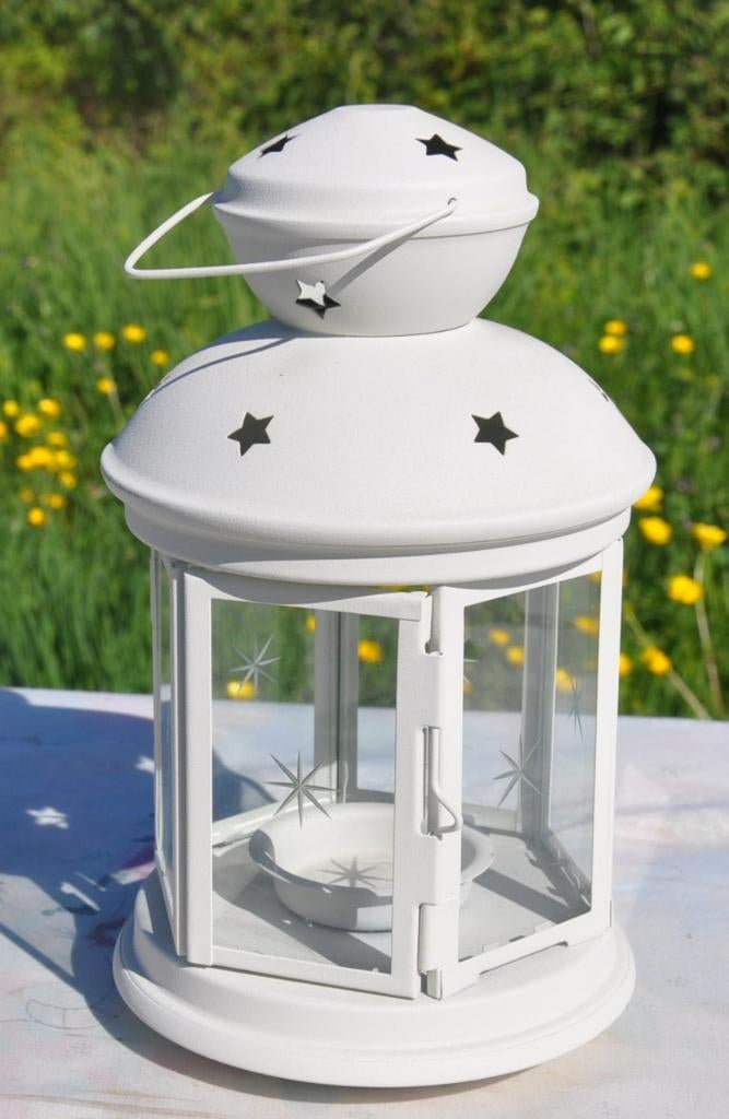 lanterne a suspendre metal et verre, Moins de 25 cm, Enlèvement ou Envoi, Comme neuf, Blanc