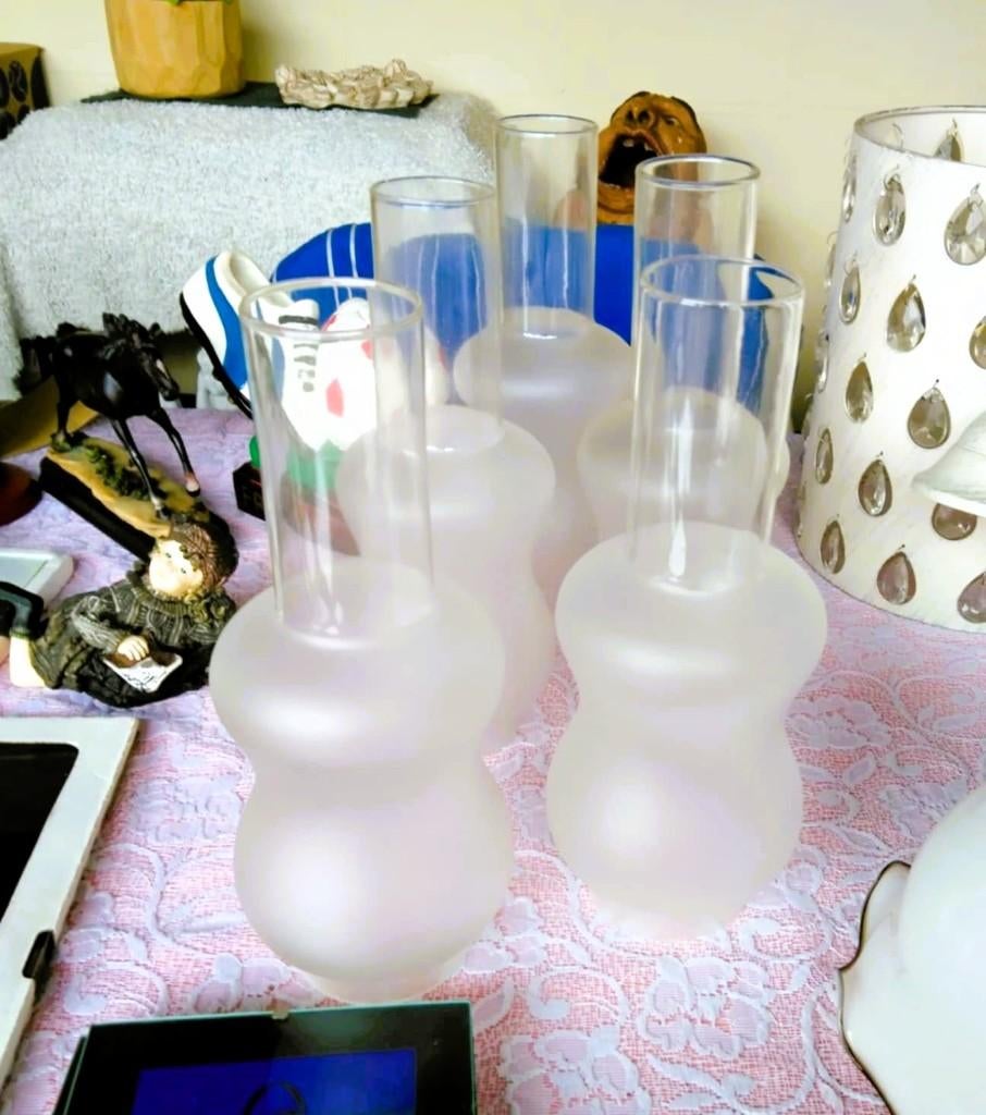 Olielampkap Vintage glazen kap voor olielamp., Ophalen of Verzenden