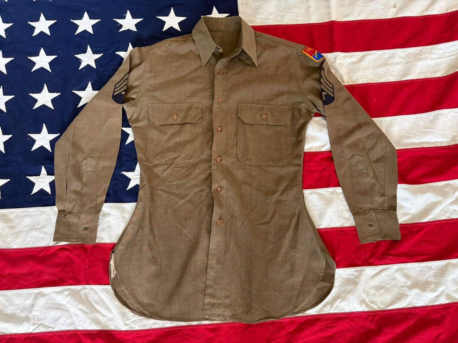 US WW2 mustard shirt M, Verzamelen, Militaria | Tweede Wereldoorlog, Ophalen of Verzenden