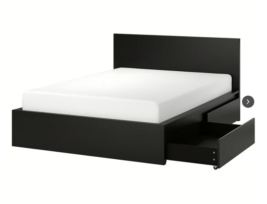 IKEA Malm bed 140x200 cm, Huis en Inrichting, Slaapkamer | Bedden, Ophalen, Zwart, 140 cm, Zo goed als nieuw