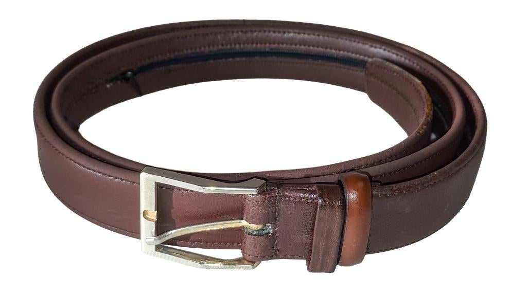 Bruine lederen anti-diefstal geldriem 115 cm, Bruin, Echt leder, Riem of Ceintuur, Gedragen