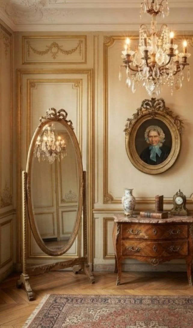 miroir psyche , lustre bronze , peinture, Enlèvement