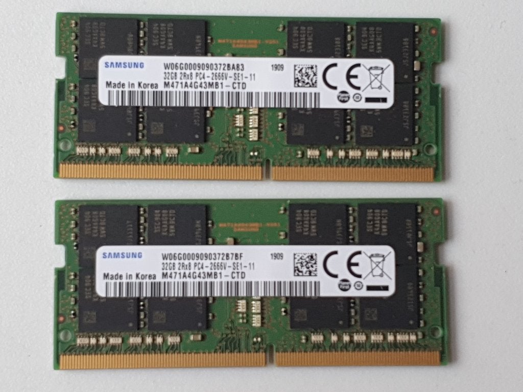 64Gb DDR4 Samsung 32Gb x 2 sodimm, DDR4, Ophalen of Verzenden, Zo goed als nieuw, 64 GB