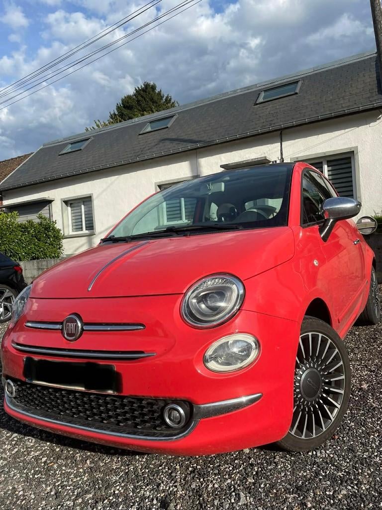 Fiat 500, Autos, Fiat, Particulier, Toit panoramique, Essence, 3 portes, Boîte manuelle, Rouge, Beige, Cuir et Tissu, Enlèvement