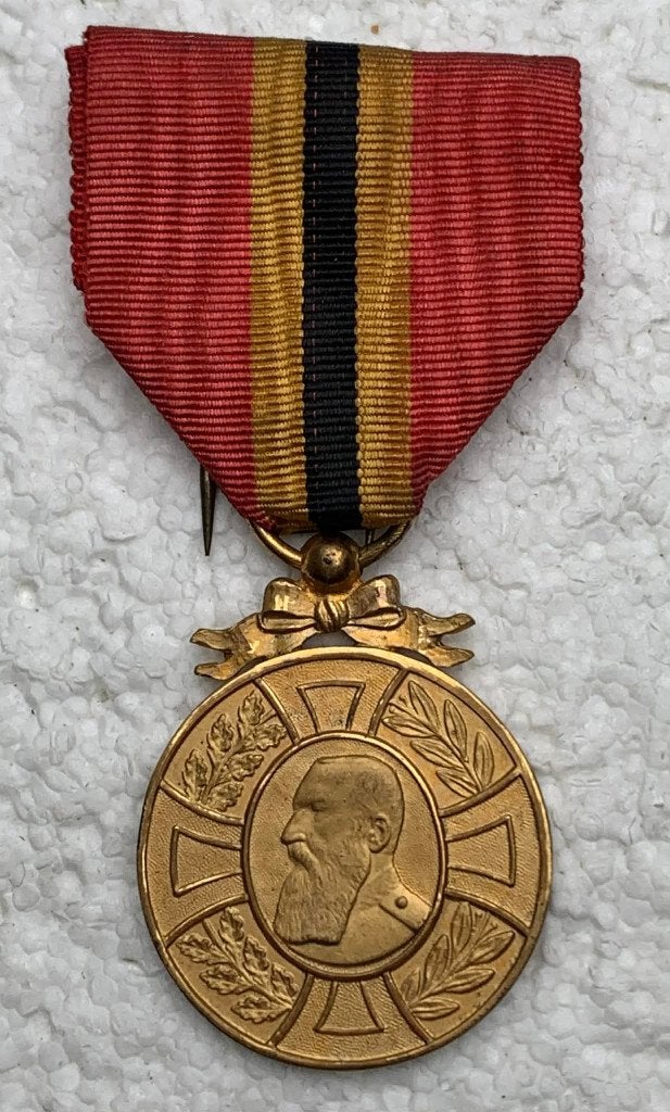 Medaille, Regeerperiode Leopold-II, Mod 1865-1905, 40VJ-dag, Verzamelen, Ophalen of Verzenden, Landmacht, Lintje, Medaille of Wings