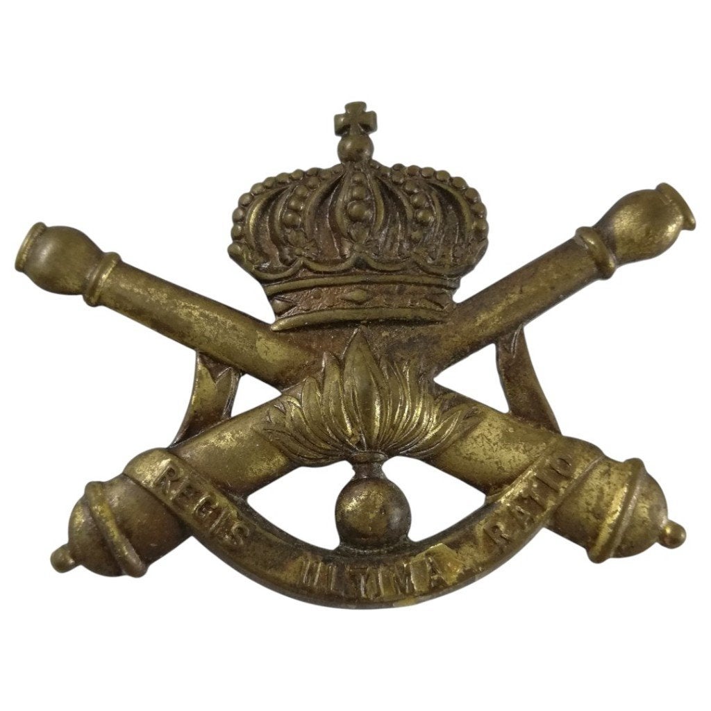 Belgisch leger - kenteken artillerie 'Regis Ultima Ratio', Ophalen of Verzenden, Landmacht, Embleem of Badge