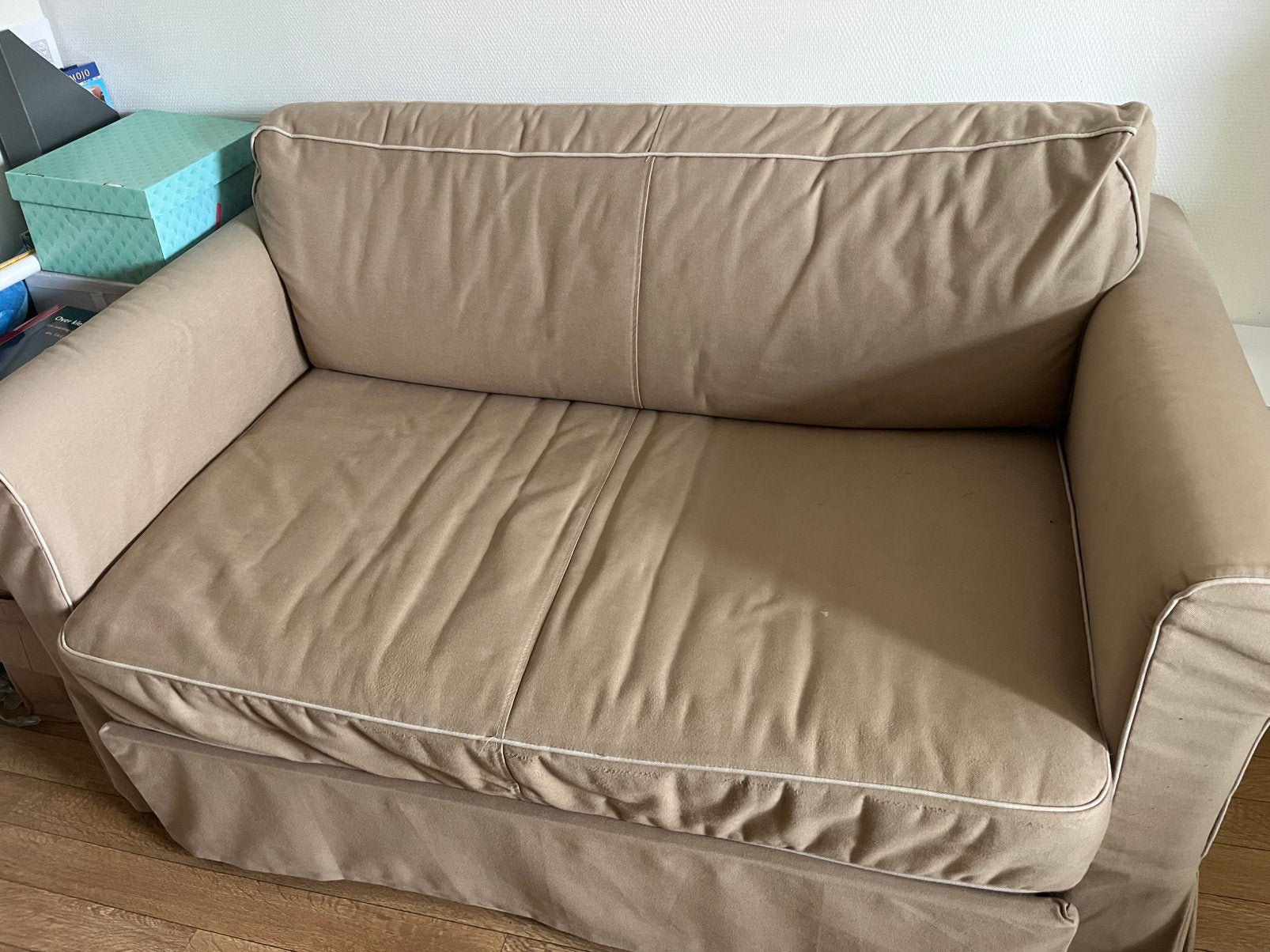 Ikea twee zits zetelbed slaapbank beige, Huis en Inrichting, Slaapkamer | Slaapbanken, Ophalen, Gebruikt, Beige, 190 cm of minder
