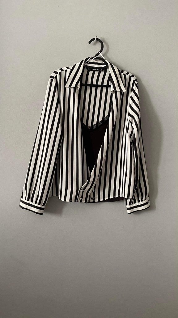 CHEMISE + TOP neuf ZARA manches longues blanc noir L, Zara, Enlèvement ou Envoi, Neuf, Multicolore