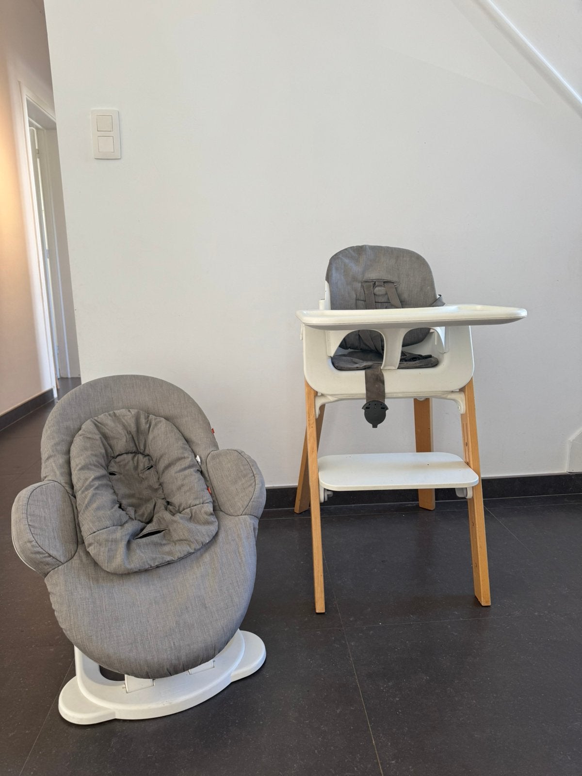 Stokke steps kinderstoel en wipstoel., Ophalen, Meegroeistoel, Aanschuifbaar