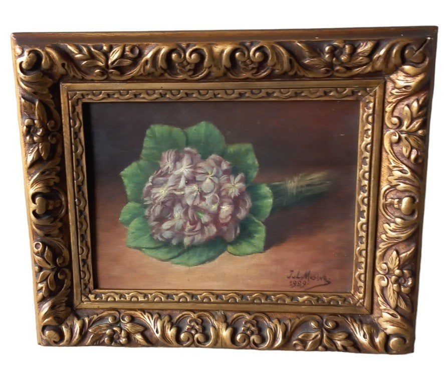 Juul Musing (XIX-XXe siècles) « fleur »., Enlèvement ou Envoi, Peinture à l'huile, Fleurs, Panneau