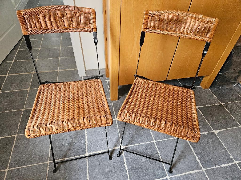 2 rieten stoelen, Enlèvement, Brun, Osier ou Rotin, Deux