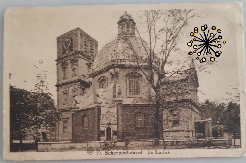 Oude Postkaart SCHERPENHEUVEL Basiliek +- 1935 Ref.E64, Ophalen of Verzenden, 1920 tot 1940, Gelopen, Vlaams-Brabant