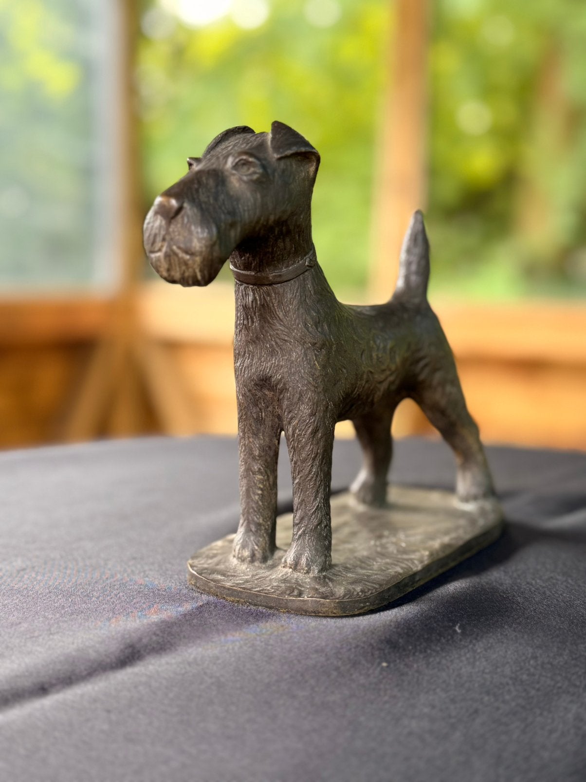 Vintage bronzen Terriër beeld - gesigneerd, Antiek en Kunst, Ophalen of Verzenden