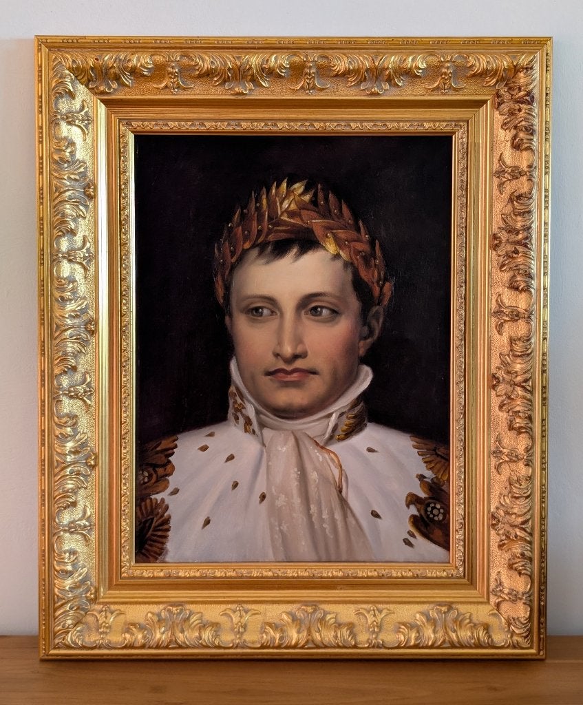 Cadre peinture Napoléon Bonaparte France Empire, Antiquités & Art, Portrait ou Personnes, Enlèvement ou Envoi, Toile, Encadré
