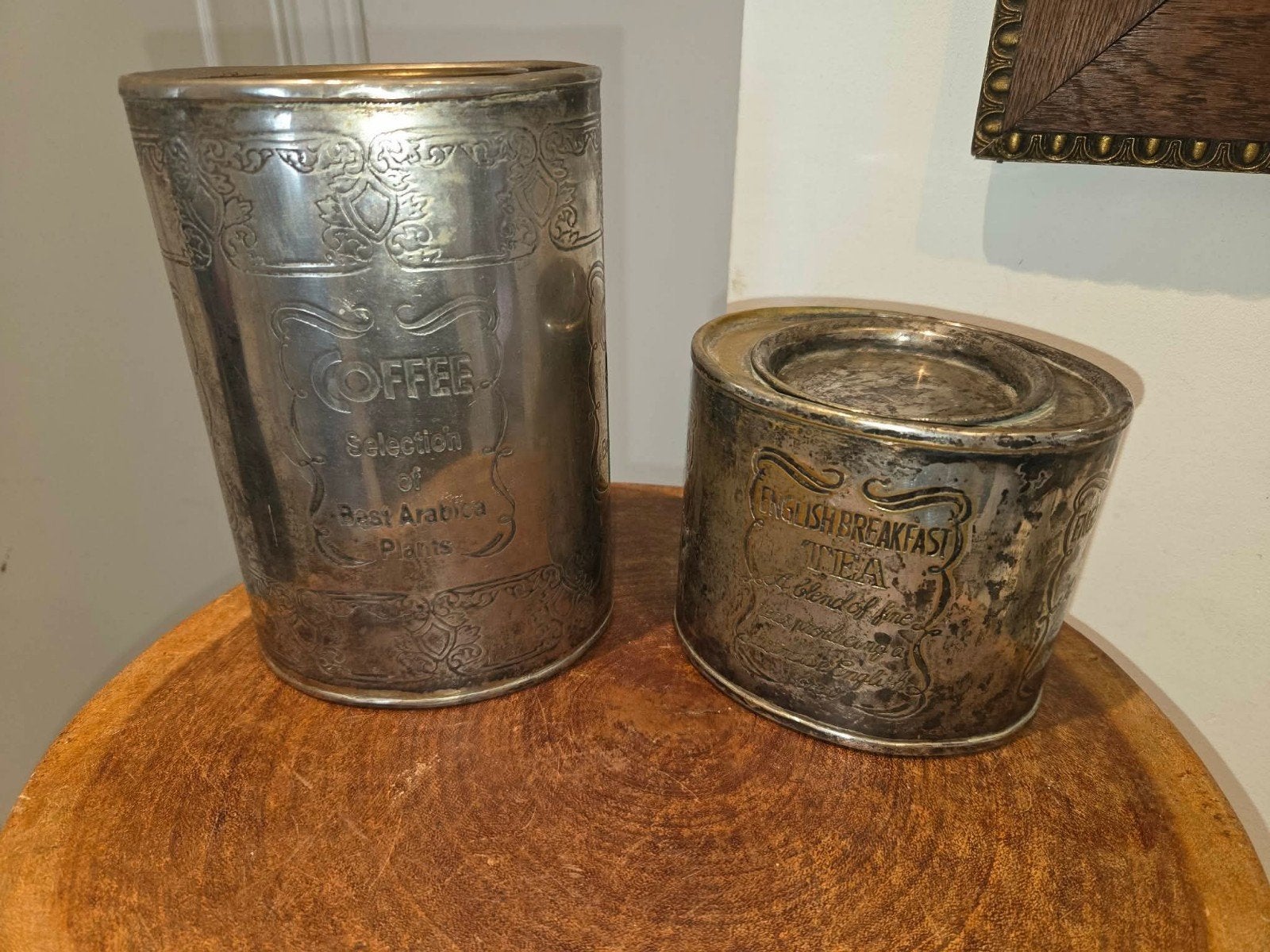 Vintage Thee- & Koffieblikken in Sheffield-stijl – Set van 2, Ophalen of Verzenden