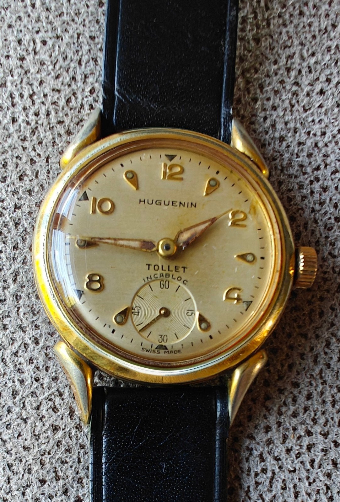 Montre vintage Huguenin Tollet, Bijoux, Sacs & Beauté, Enlèvement ou Envoi