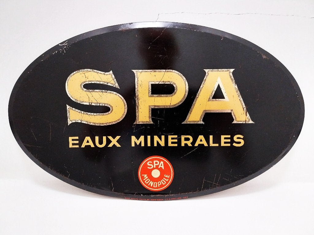 Blikken bord Spa Eaux Minerales 1953 - Spa Monopole, Verzamelen, Merken en Reclamevoorwerpen, Ophalen of Verzenden, Reclamebord
