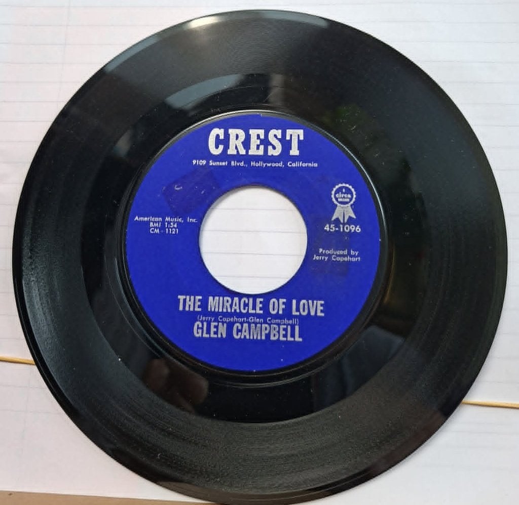 Popcorn Groove/Glen Campbell - Het wonder van de liefde, Gebruikt, Pop, Originele persing, 7 inch