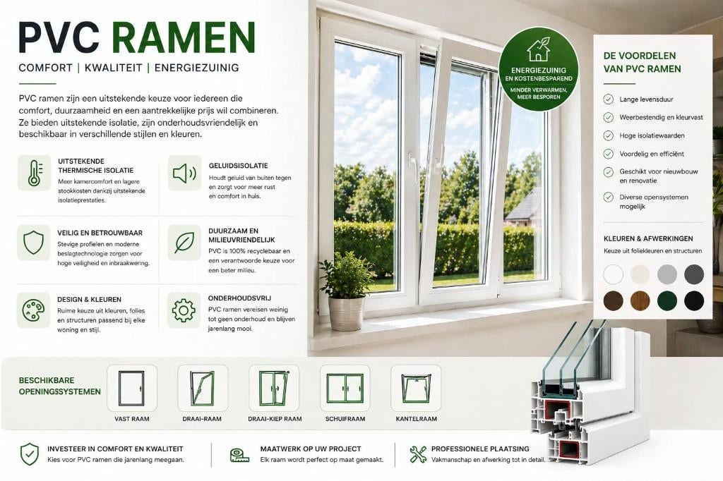 PVC ramen op maat, Ophalen, Nieuw, Kunststof, Overige typen