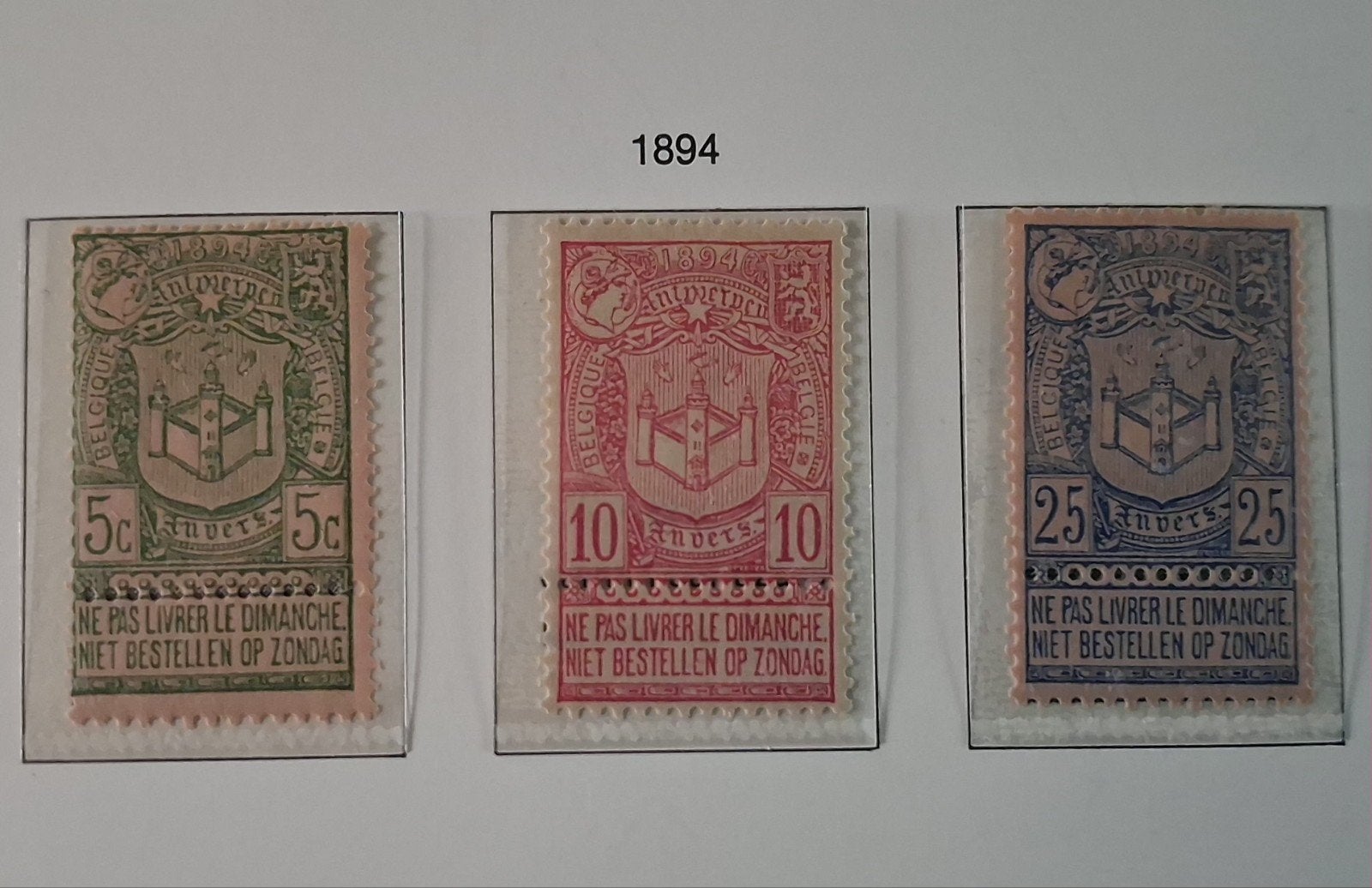 België OBP 68-70 * 1894, Ophalen of Verzenden