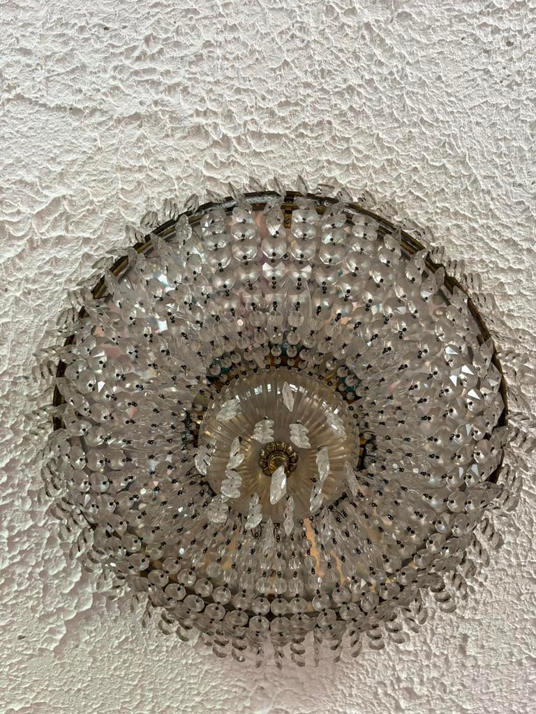 Kristallen plafondlamp / plafonnier – klassiek – vintage, Ophalen, Gebruikt