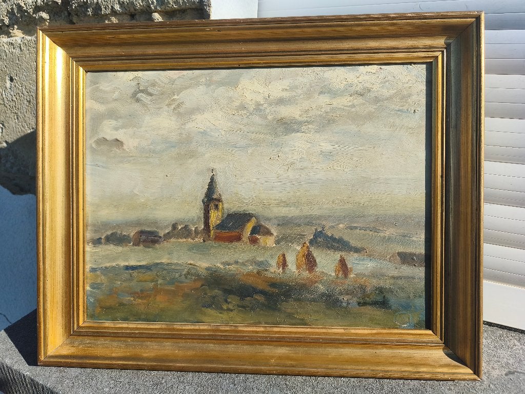 huile sur panneau monograme gustave de smet, Enlèvement ou Envoi, Panneau