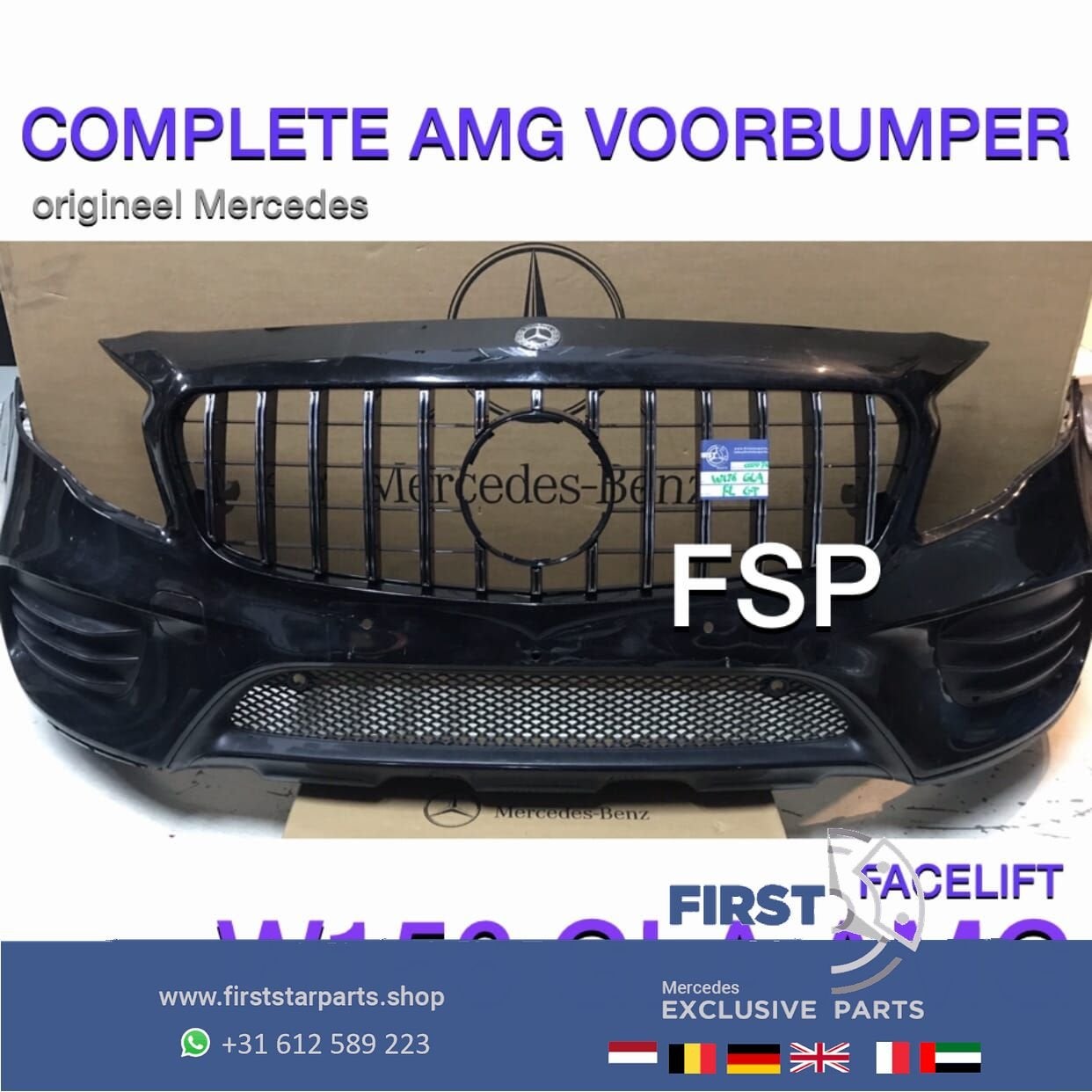 W156 GLA AMG GT VOORBUMPER Mercedes BUMPER 2013-2020 origine, Gebruikt, -, Voor, Ophalen of Verzenden