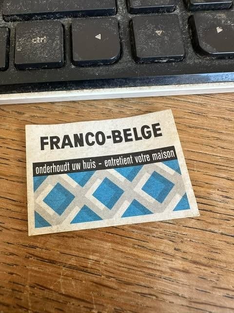 'étiquette boîte d'allumettes Franco Belge entretient maison, Enlèvement ou Envoi, Comme neuf, Info@francblgve.lb, Boîtes ou marques d'allumettes