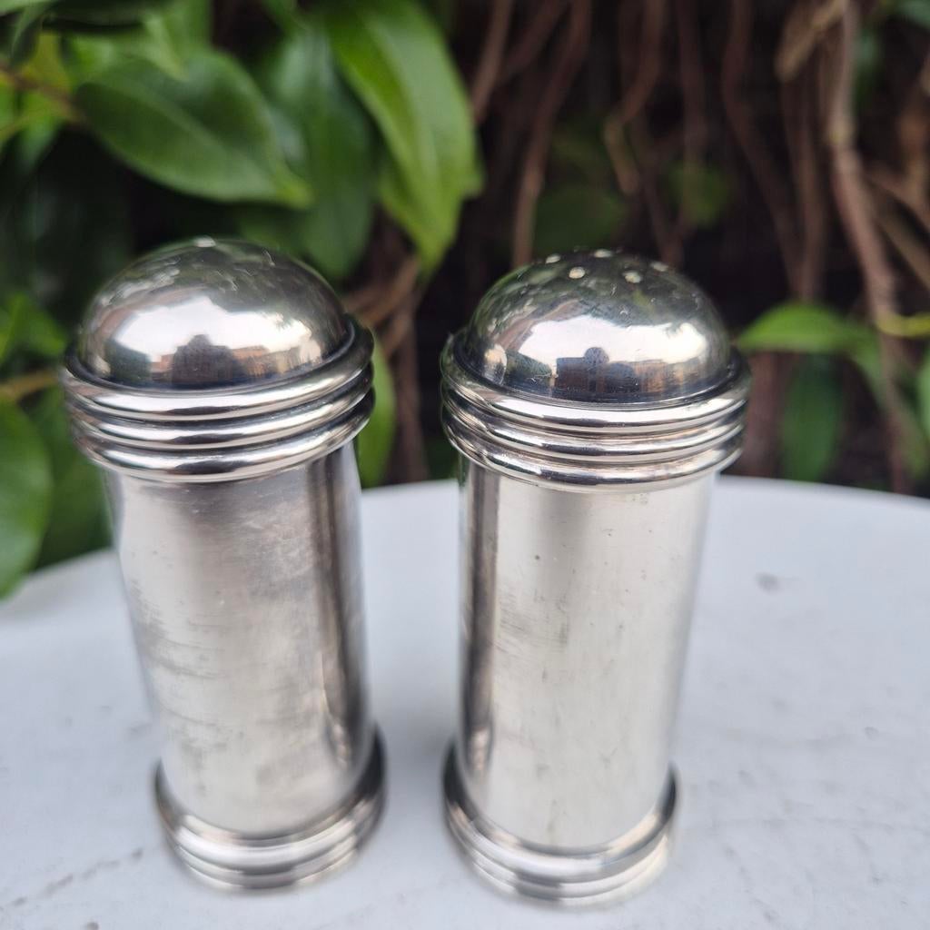 set van twee vintage zout-en peperstrooier, art deco- design, Antiek en Kunst, Antiek | Zilver en Goud, Ophalen of Verzenden