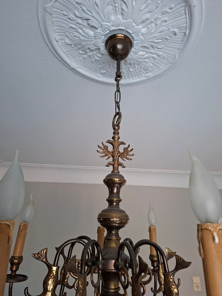 klassieke messing luster, Antiek en Kunst, Ophalen