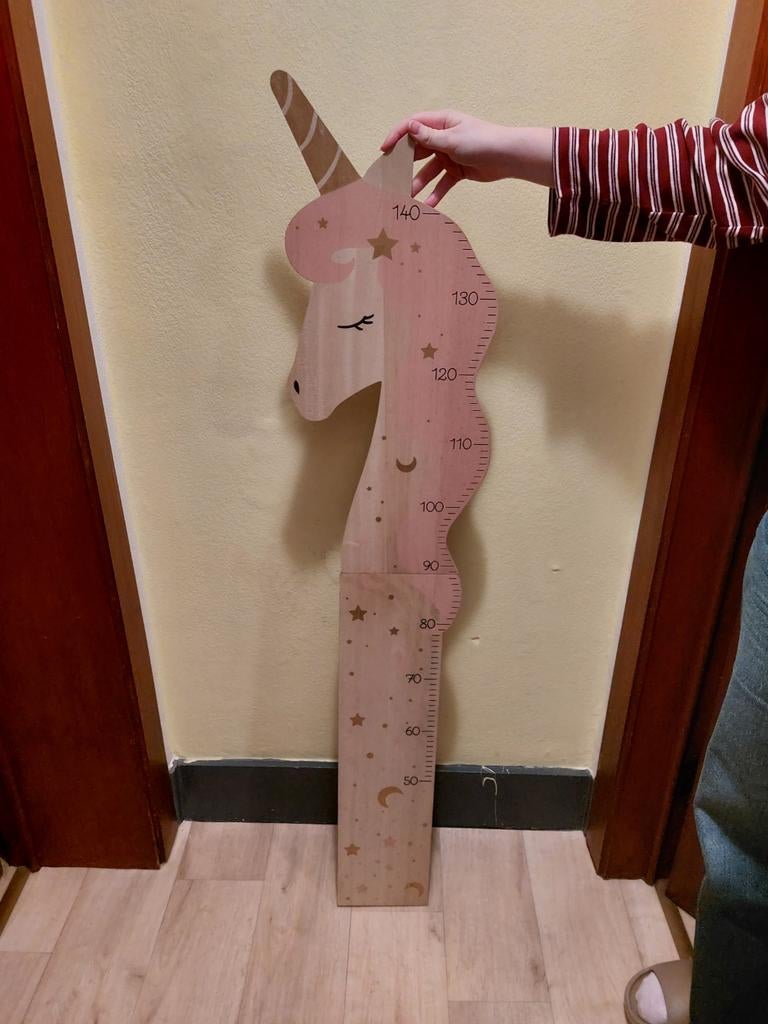 Groeimeter/Kindermeetlat hout - Van 50 tot 140cm - Eenhoorn, Kinderen en Baby's, Ophalen