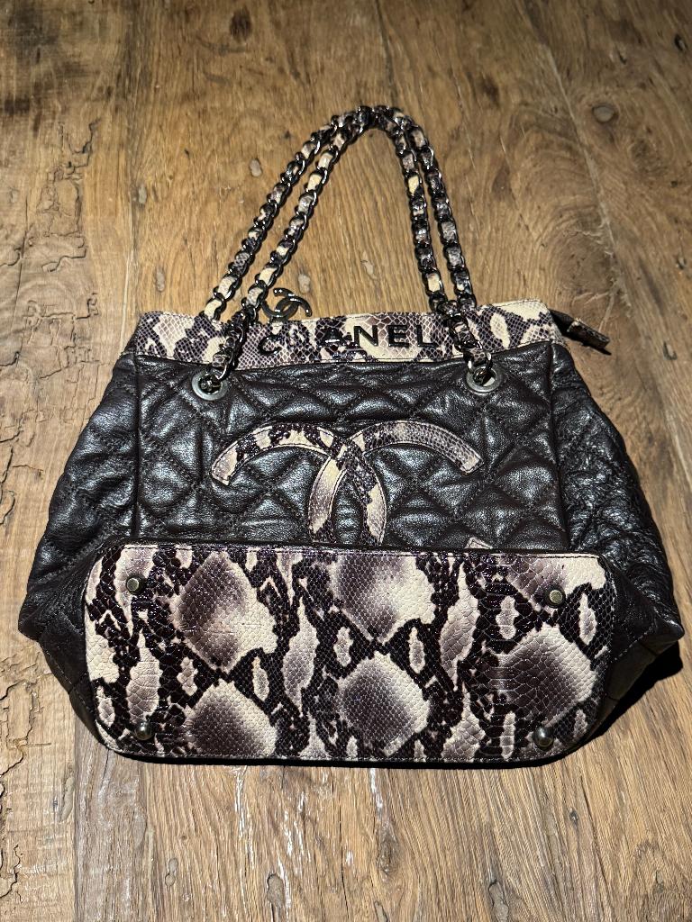 Chanel Snakeskin Leather Bag, Verzenden, Gebruikt, Leer