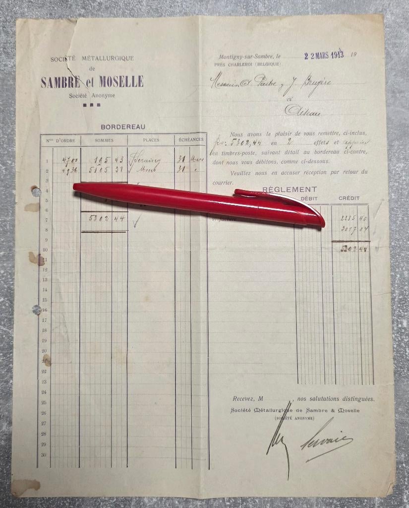 1913+Sambre et Moselle+Montignies sur sambre+Aiseau, Enlèvement, Avant 1920, Non affranchie, Hainaut