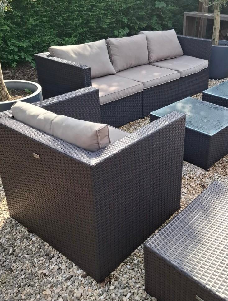 Lounge set 3zit en 1 zit met tafeltje en bijzetbox, Tuin en Terras, Ophalen