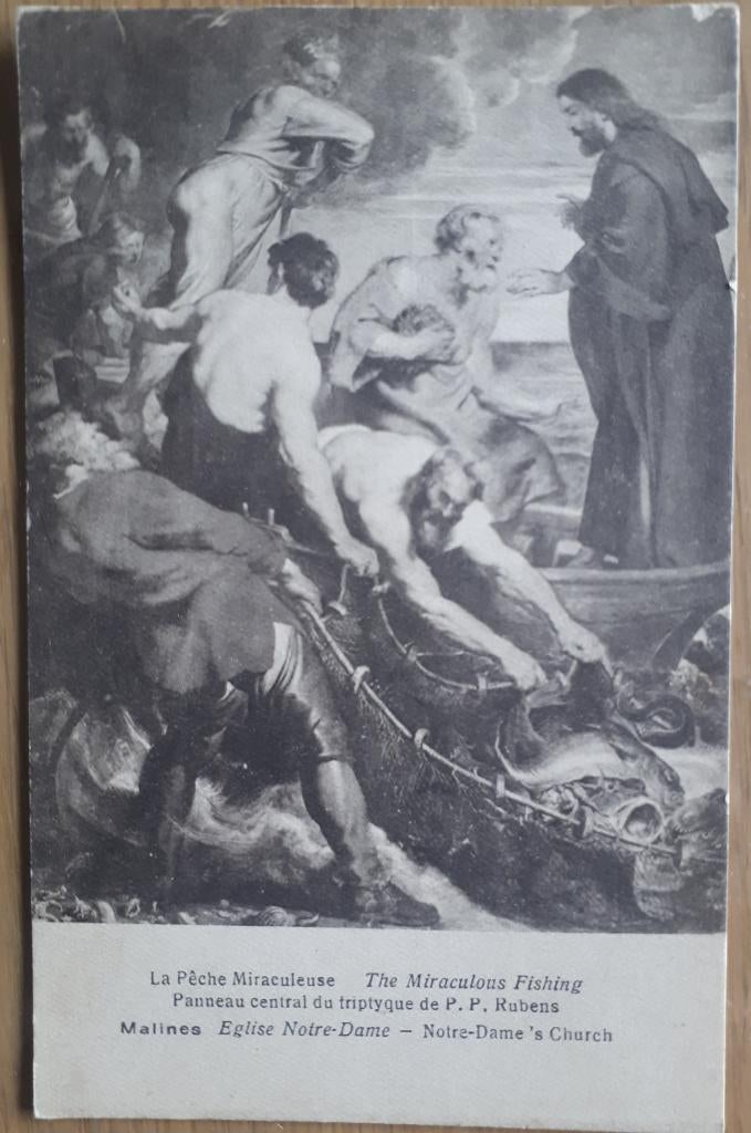 Oude postkaart Mechelen ;Kerk O.L.Vrouw:deel triptiek Rubens, Verzenden, Voor 1920, Ongelopen