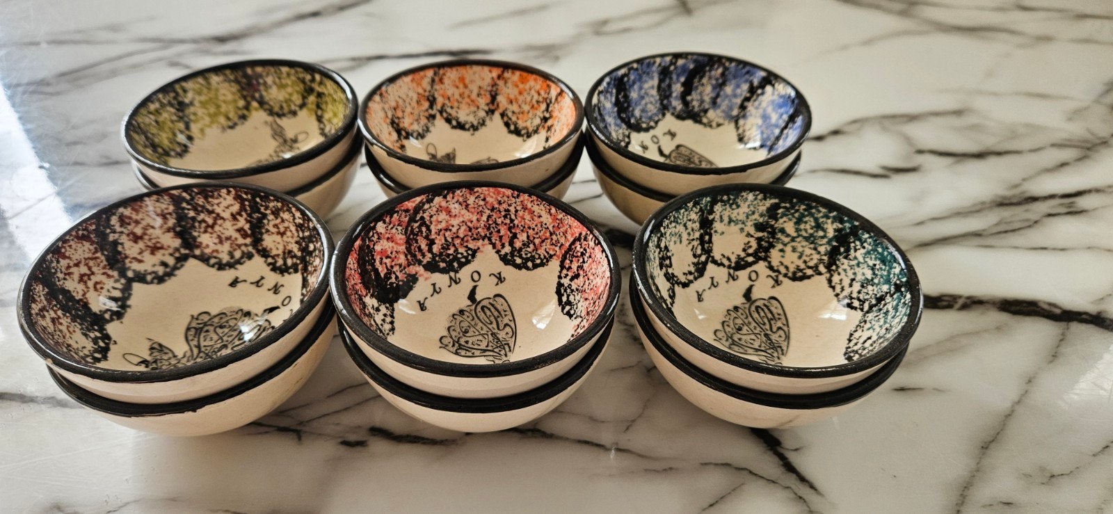 Set van 12 porselein schaaltjes Mesnevi/Rumi motief compleet, Huis en Inrichting, Keuken | Servies, Ophalen, Aziatisch, Overige merken