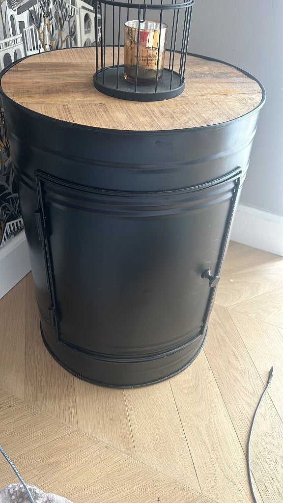 Table de chevet style bidon, 45 à 65 cm, Comme neuf, Enlèvement, Métal ou Aluminium