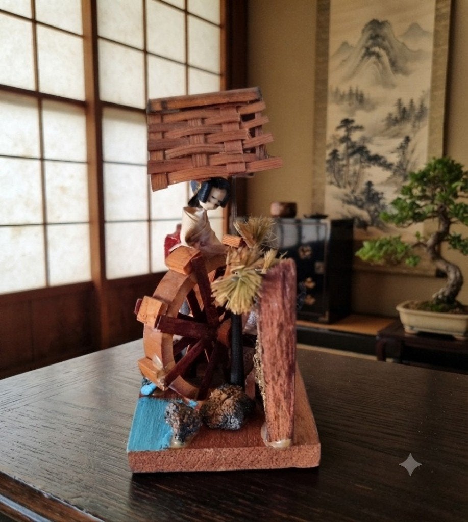 Joli diorama miniature japonais, Autres types, Japon, Bois, Décoré