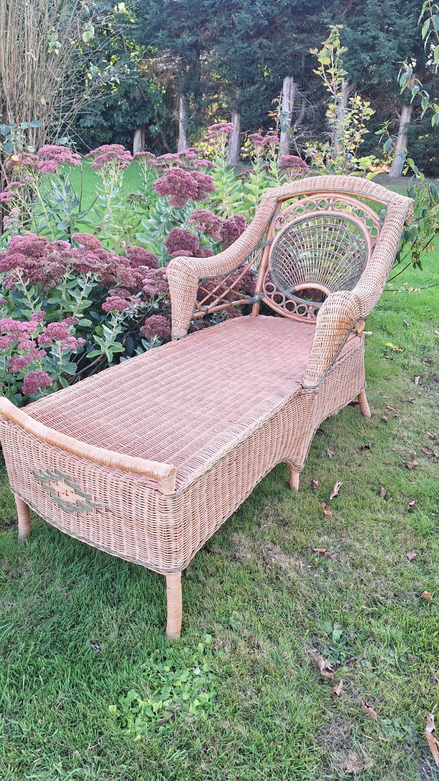 Rare méridienne en rotin des années 90, Ophalen