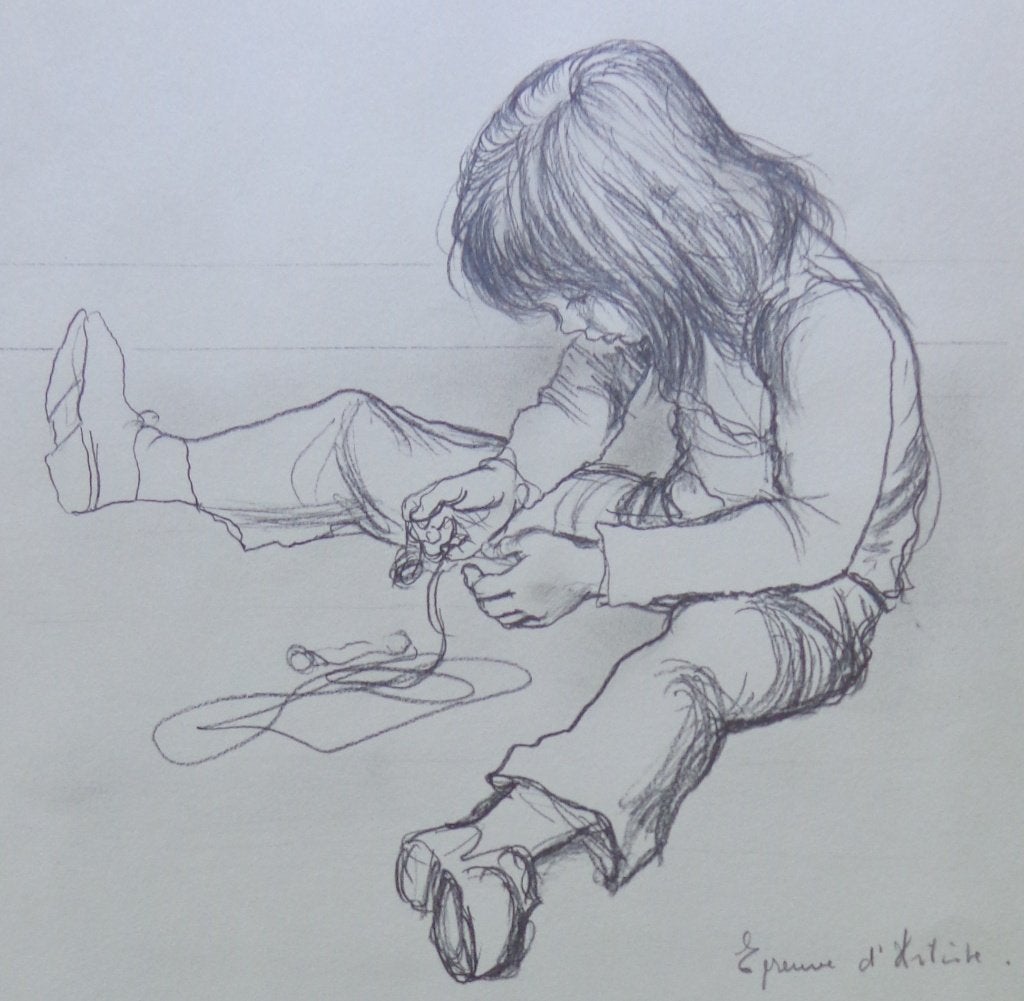PAUL SMOLDERS / SPELEND KIND / ZW-W LITHO / 39x30cm / SIG, Antiek en Kunst, Kunst | Litho's en Zeefdrukken, Ophalen of Verzenden