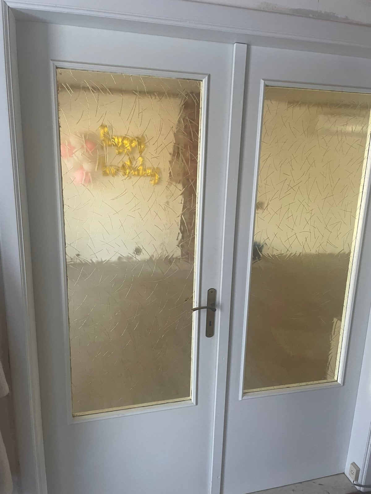 Dubbele deur met glas, Doe-het-zelf en Bouw, Deuren en Vliegenramen, Ophalen, Gebruikt, 120 cm of meer, Binnendeur
