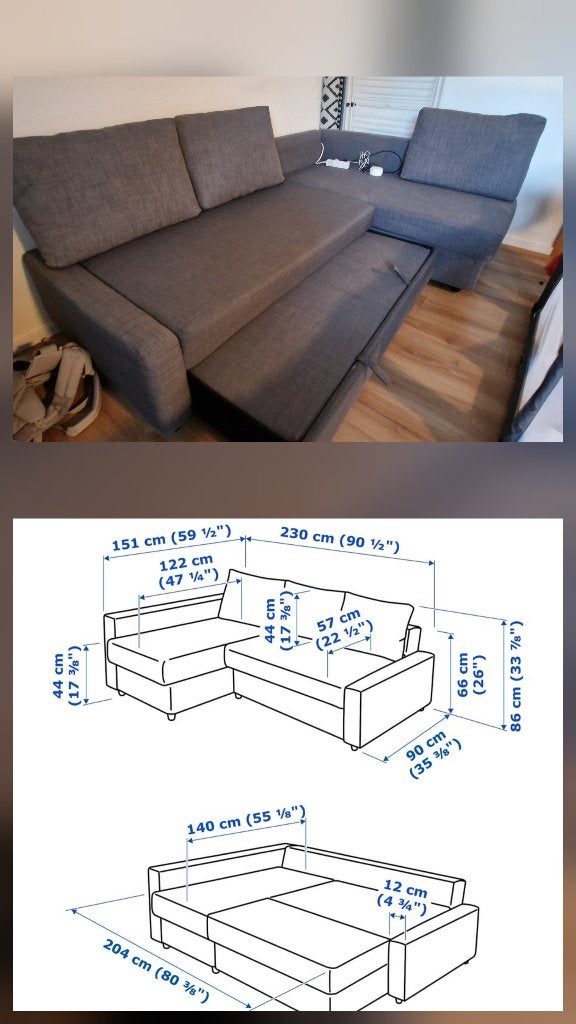 Ikea corner Sofa cum bed, Huis en Inrichting, Ophalen, Gebruikt, Tweepersoons, 190 cm of minder