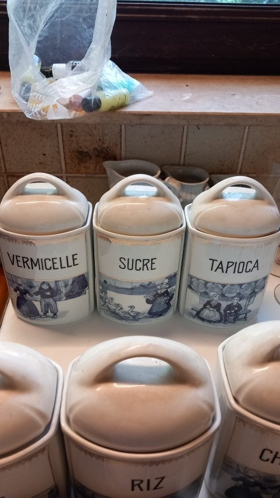 Ensemble cuisine (pots) vintage en porcelaine, Pichet, Vintage, Enlèvement, Utilisé