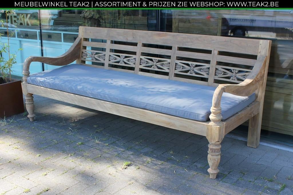 Nieuwe teak tuinmeubelen - tuinbank / stationsbank bij TEAK2, Ophalen of Verzenden, Nieuw, Teakhout