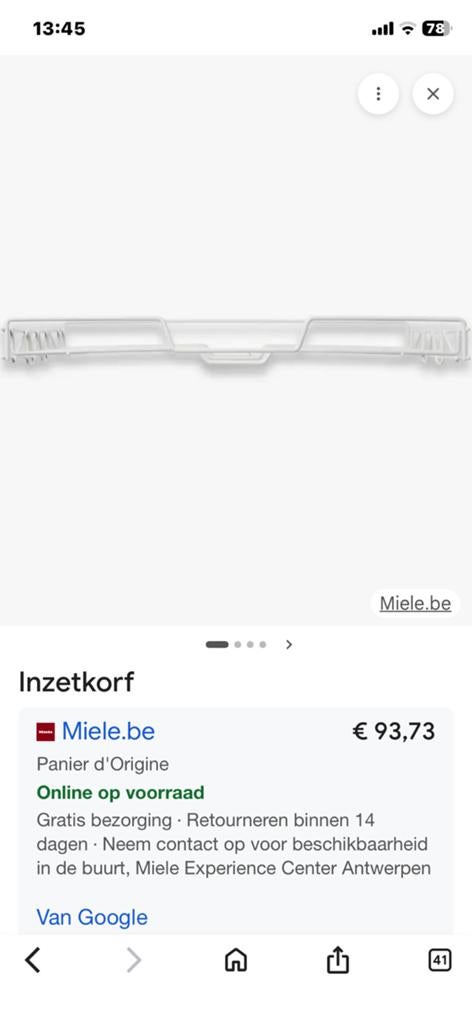 Miele vaatwasser onderdelen :2 manden -1 besteklade, Elektronische apparatuur, Ophalen, 60 cm of meer, Minder dan 10 liter, Zo goed als nieuw