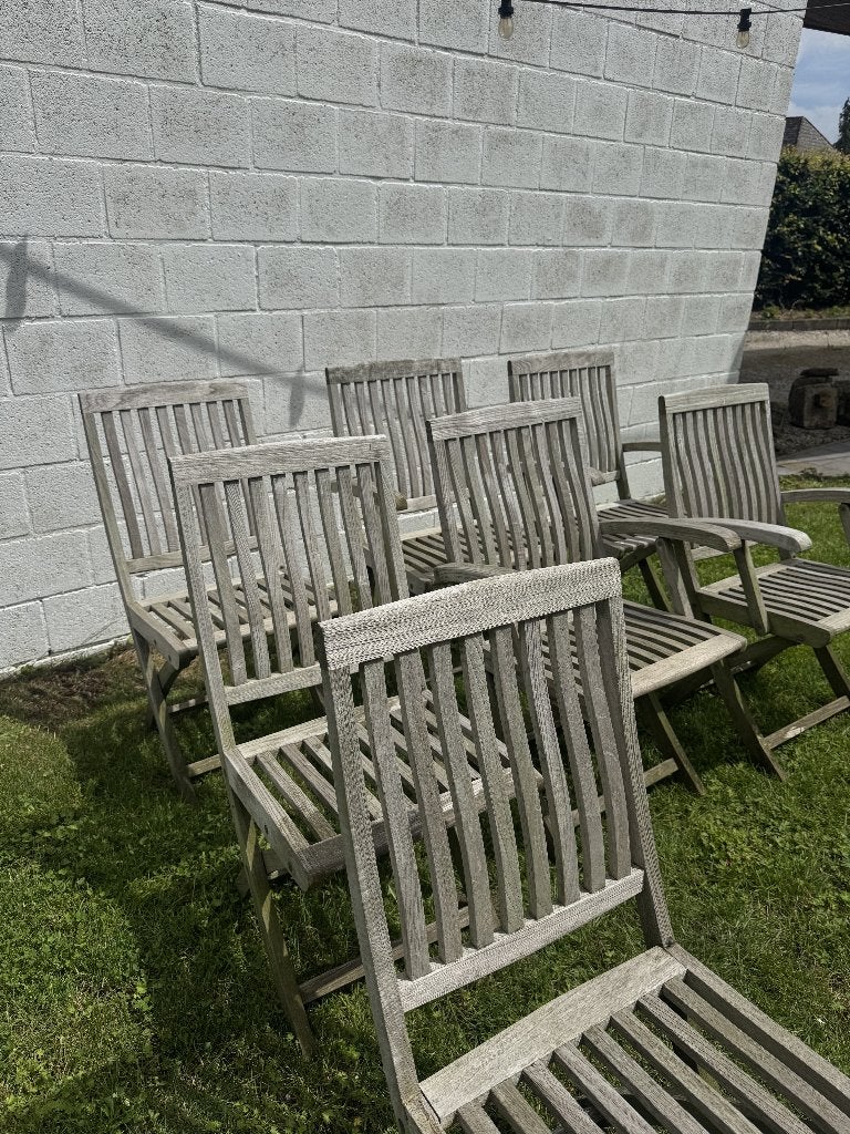 Set teak stoelen Tribu 8 stuks, Ophalen, Gebruikt, Teakhout, Inklapbaar