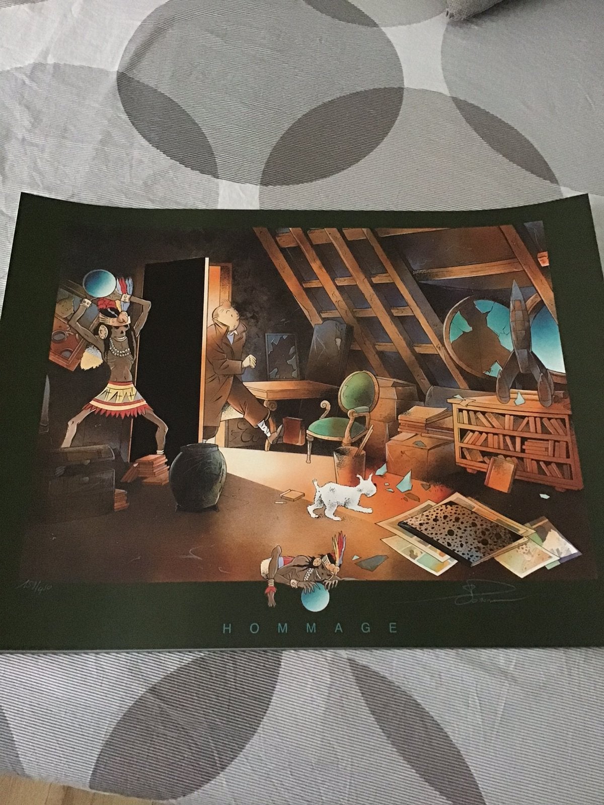 Sérigraphie de Tintin 60x80cm signé et numéroté, Enlèvement, Tintin, Comme neuf