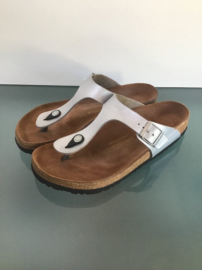 Birkenstock 41 | Gizeh grijze slippers | Gratis verzenden, Slippers, Overige kleuren, Verzenden, Zo goed als nieuw